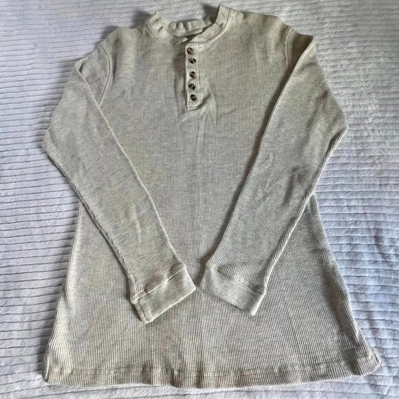 Men’s XL Big King Size Ivory Long Sleeve 1/4 Button Down Thermal Pullover - Picture 1 of 6